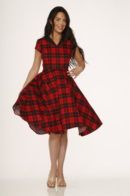 Red Plaid Swing Dress
