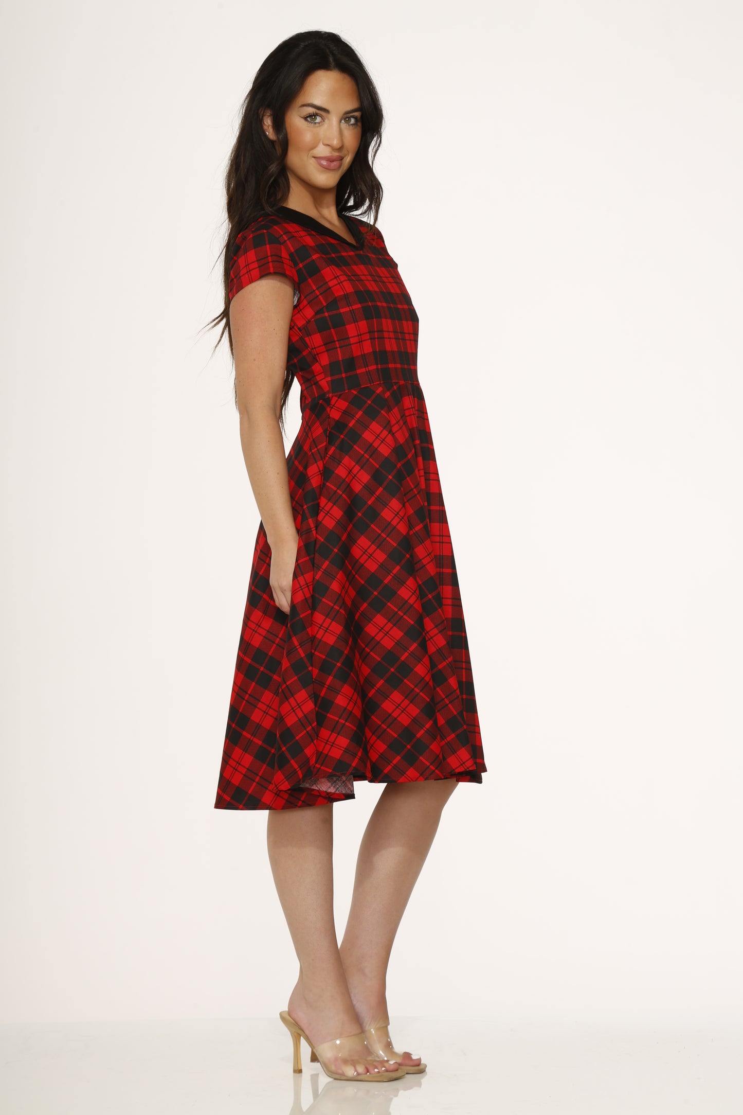 Red Plaid Swing Dress