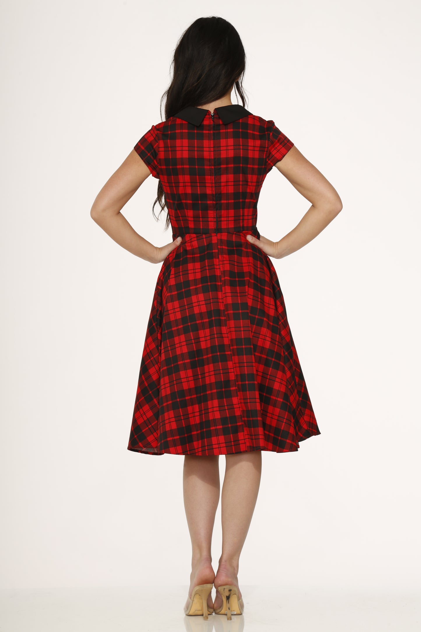 Red Plaid Swing Dress