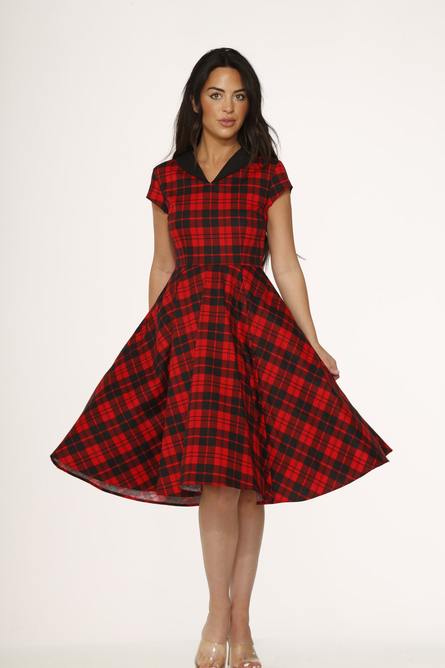 Red Plaid Swing Dress