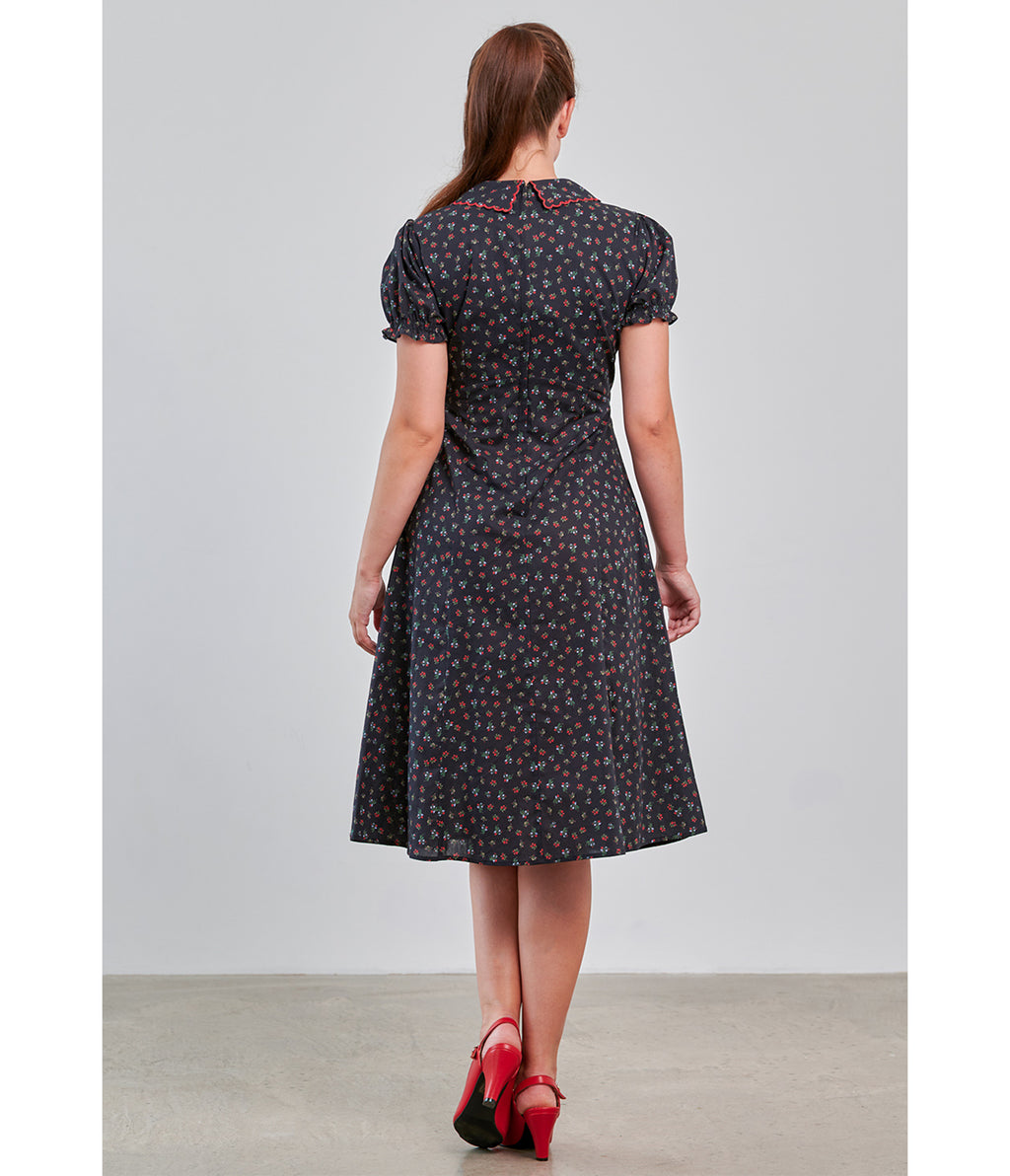 Banned Retro Black Floral June Swing Dress