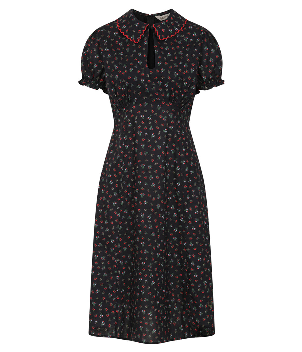 Banned Retro Black Floral June Swing Dress