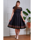Banned Black & Rainbow Carmen Cotton Swing Dress