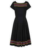 Banned Black & Rainbow Carmen Cotton Swing Dress