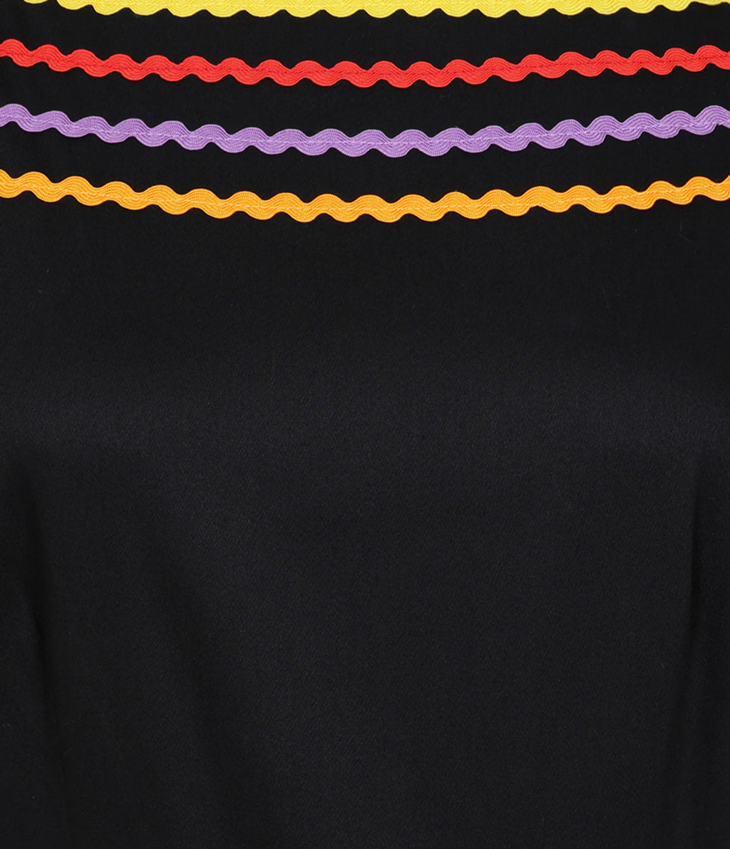 Banned Black & Rainbow Carmen Cotton Swing Dress