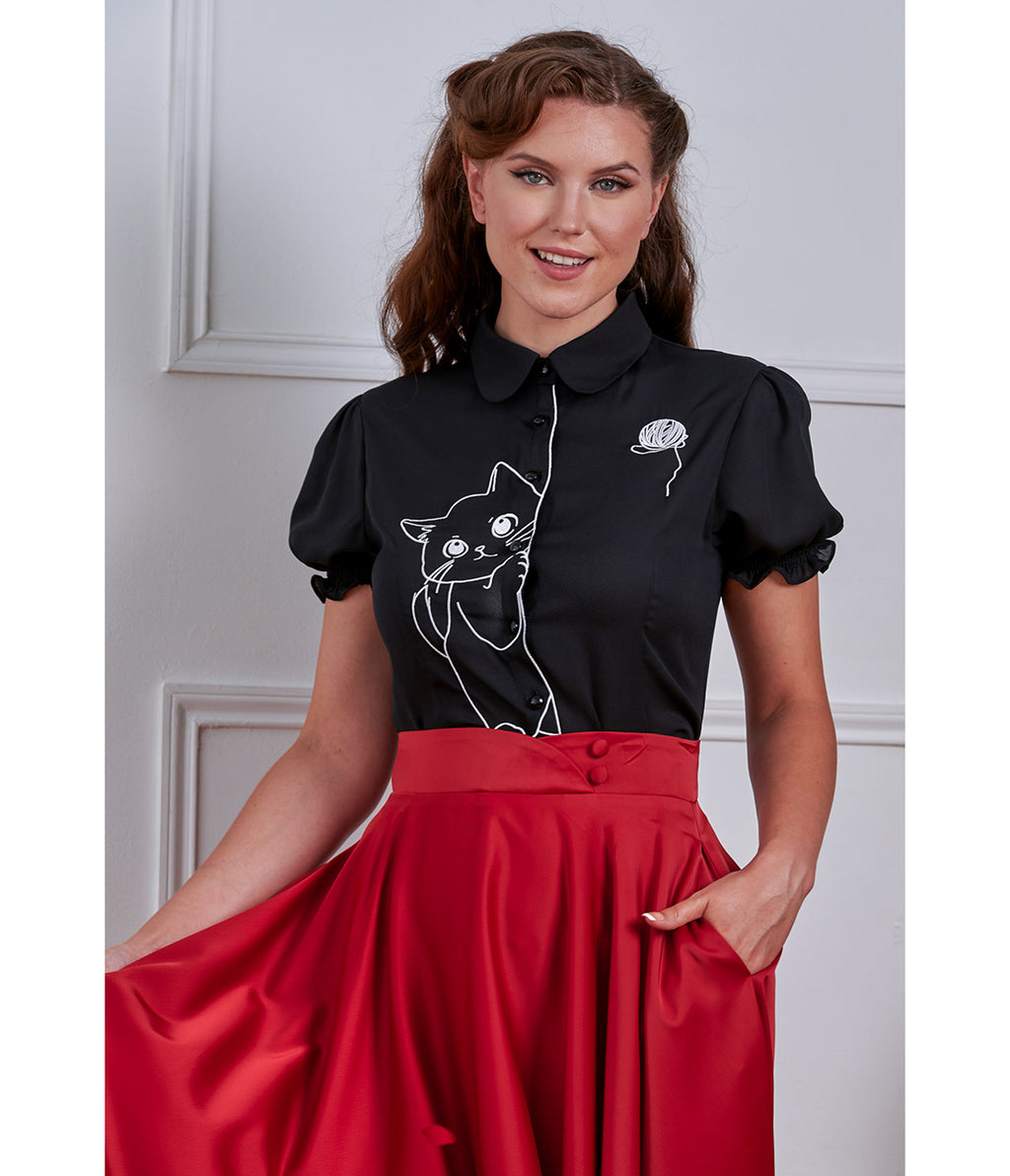 Banned Black & White Cat Sophie Blouse