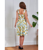 Banned Blue Striped Lemon Print Swing Dress
