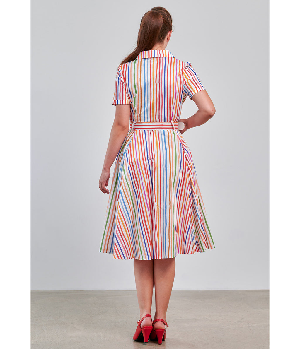 Banned Rainbow Stripe Swing Dress
