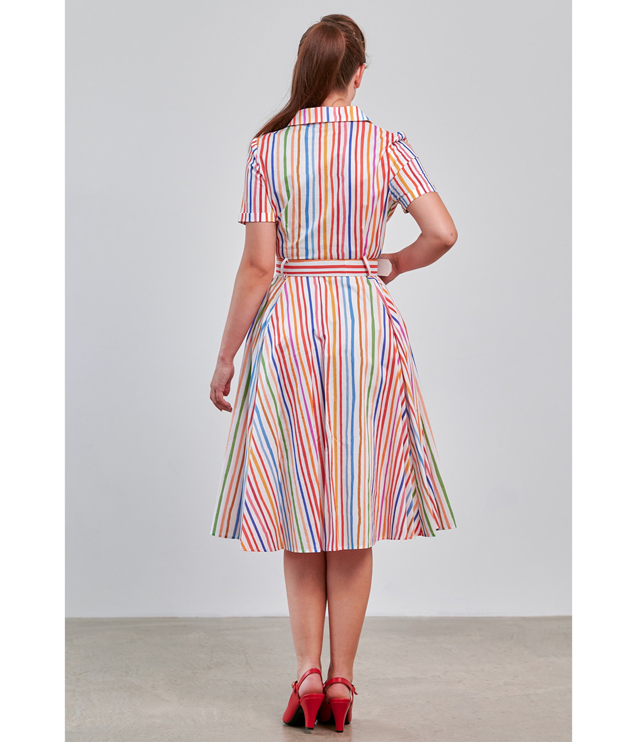 Banned Rainbow Stripe Swing Dress