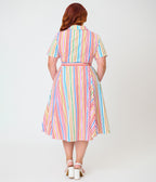 Banned Plus Size Rainbow Stripe Swing Dress