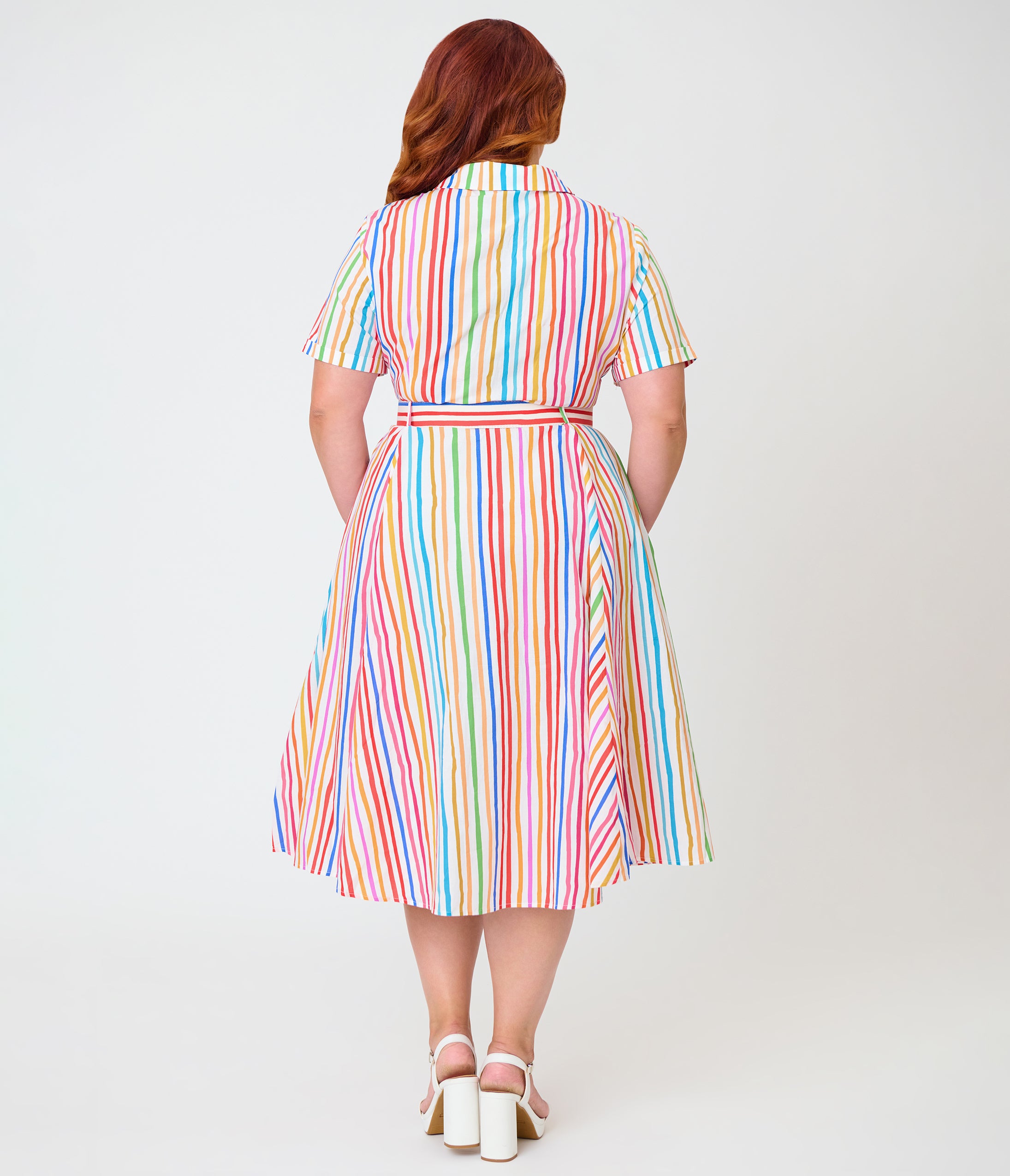 Banned Plus Size Rainbow Stripe Swing Dress