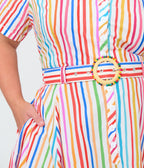 Banned Plus Size Rainbow Stripe Swing Dress