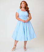Banned Plus Size Sky Blue Gingham Lola Swing Dress