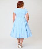 Banned Plus Size Sky Blue Gingham Lola Swing Dress