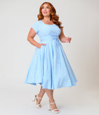 Banned Plus Size Sky Blue Gingham Lola Swing Dress