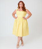 Banned Yellow Plus Size Gingham Swing Dress