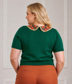 Banned Plus Size Green Polly Floral Collar Cardigan