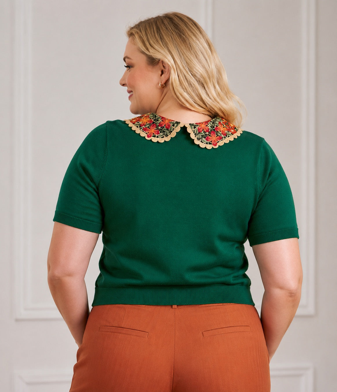 Banned Plus Size Green Polly Floral Collar Cardigan