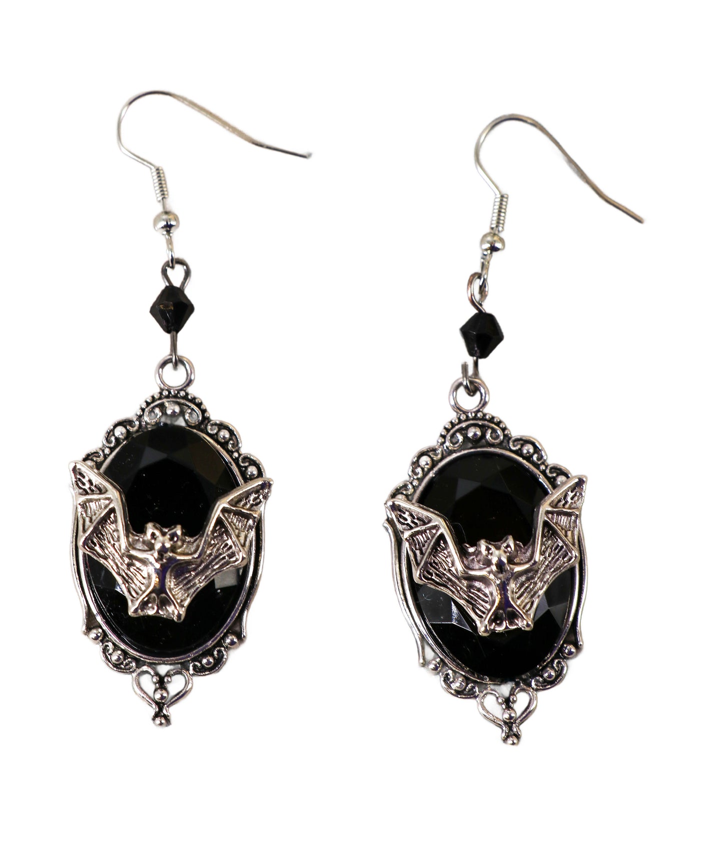 Bat Cameo Drop Earrings