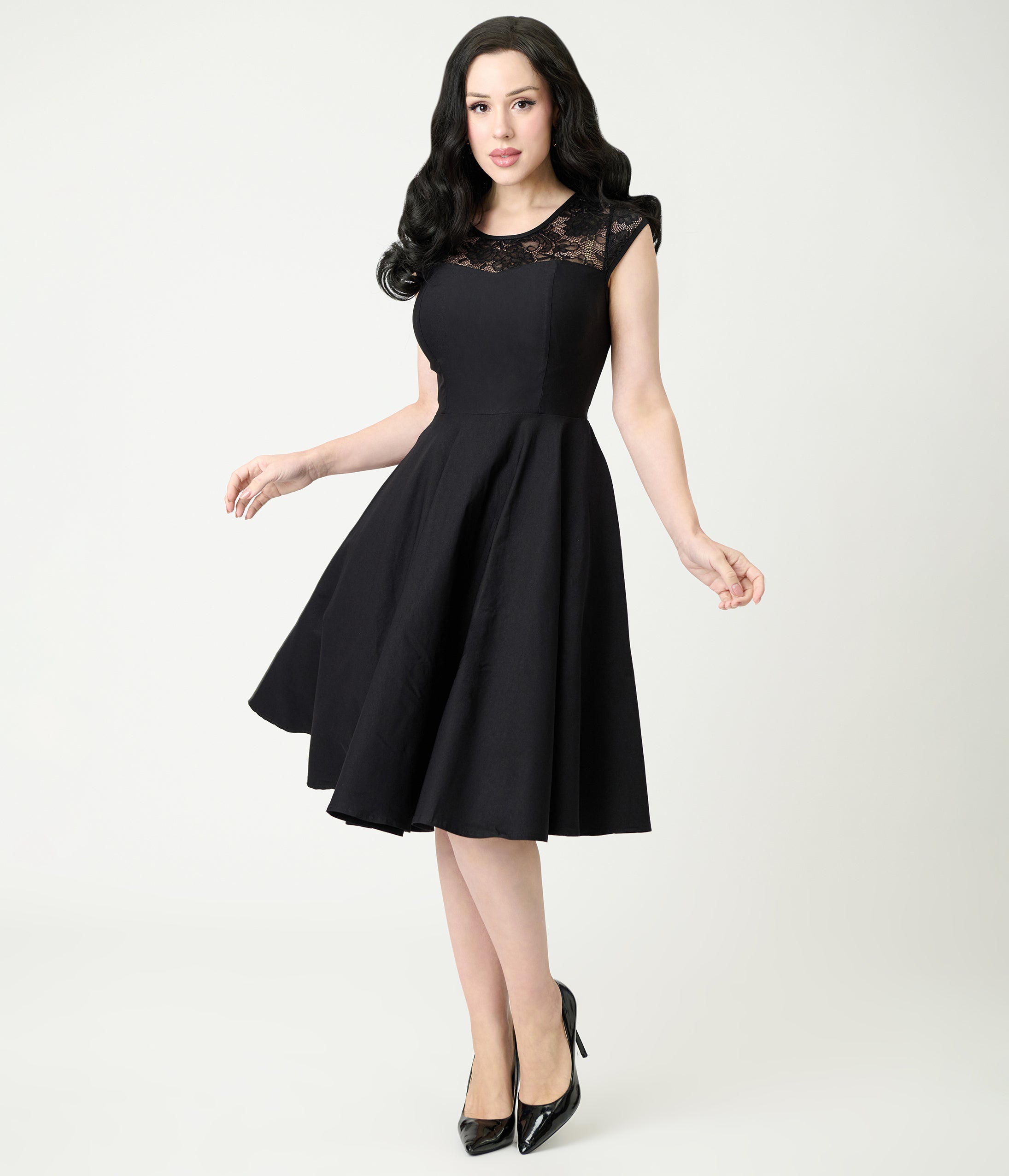 Black Sleeveless Swing Dress