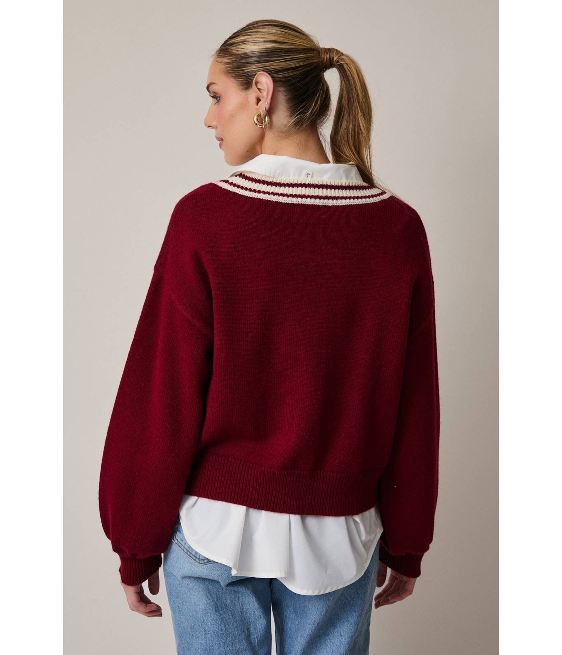 Burgundy Candy Cane Cardigan