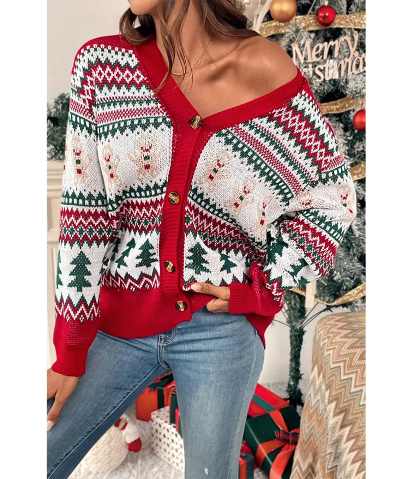 Holiday Gingerbread Man Fair Isle Cardigan