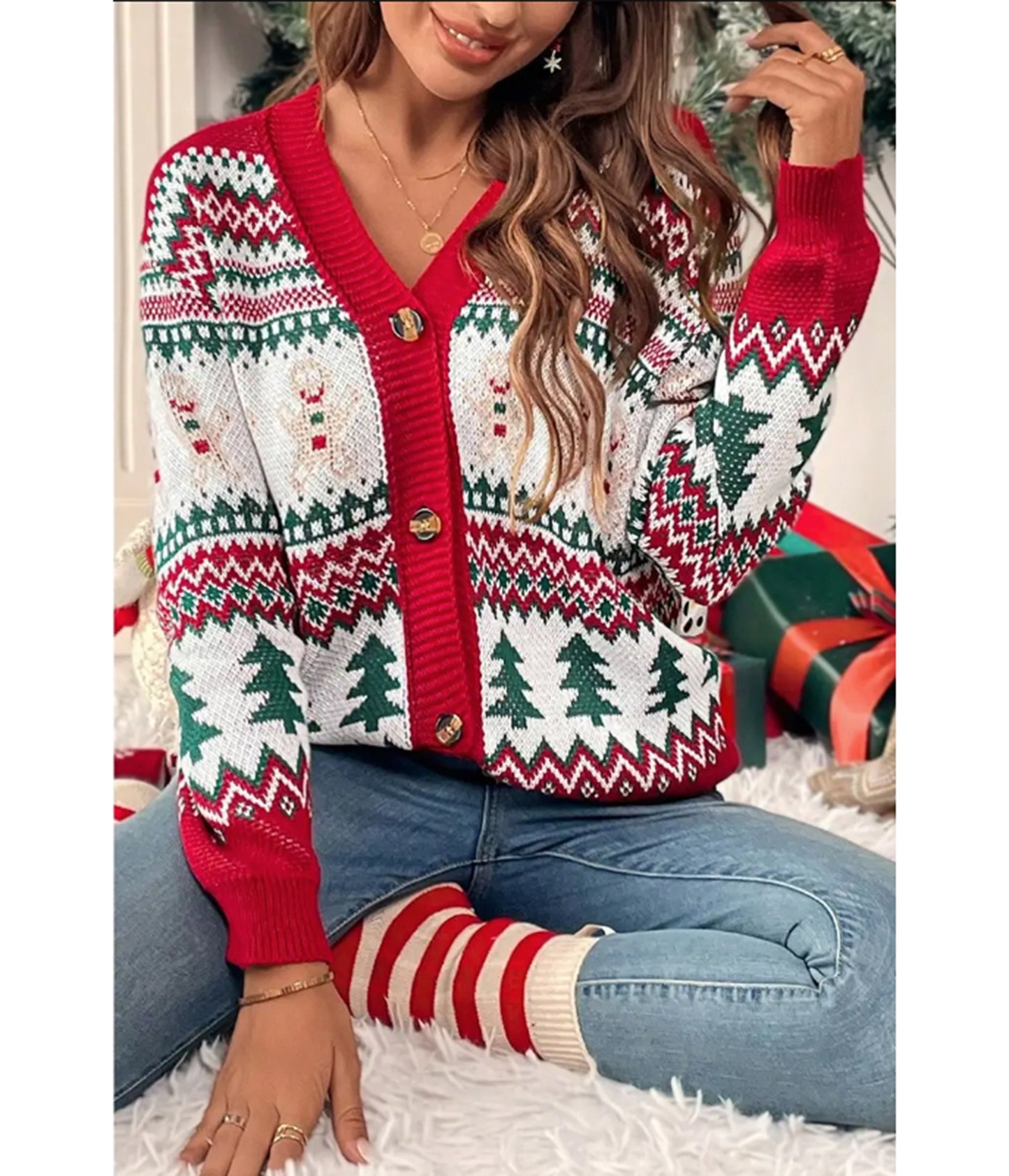 Holiday Gingerbread Man Fair Isle Cardigan