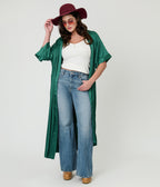 Emerald Green Satin Kimono