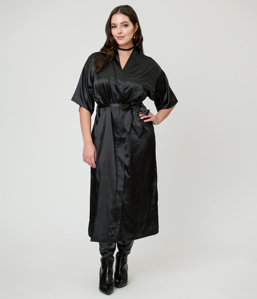 Black Satin Kimono