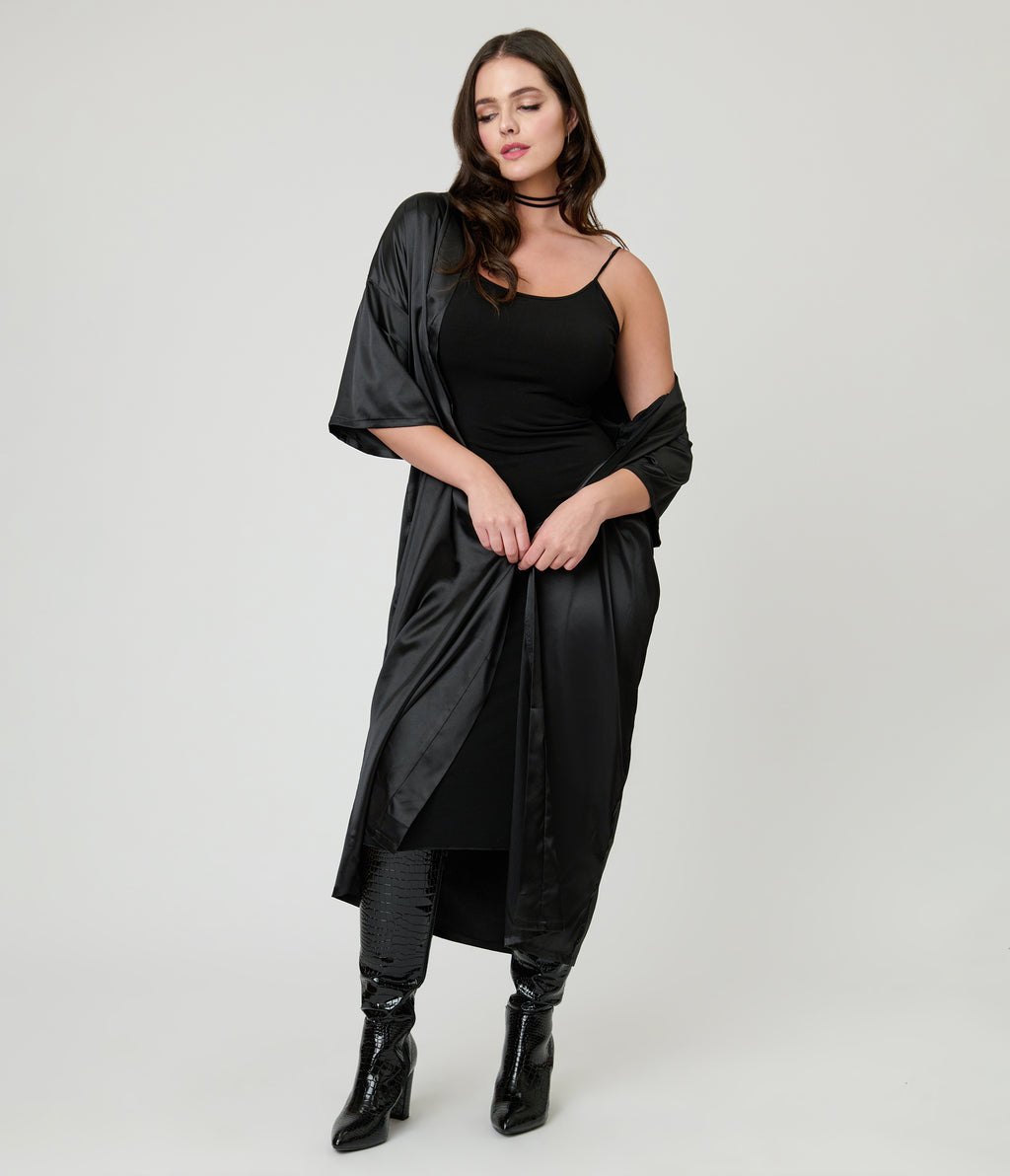 Black Satin Kimono