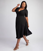 Plus Size Black Knit Midi Dress