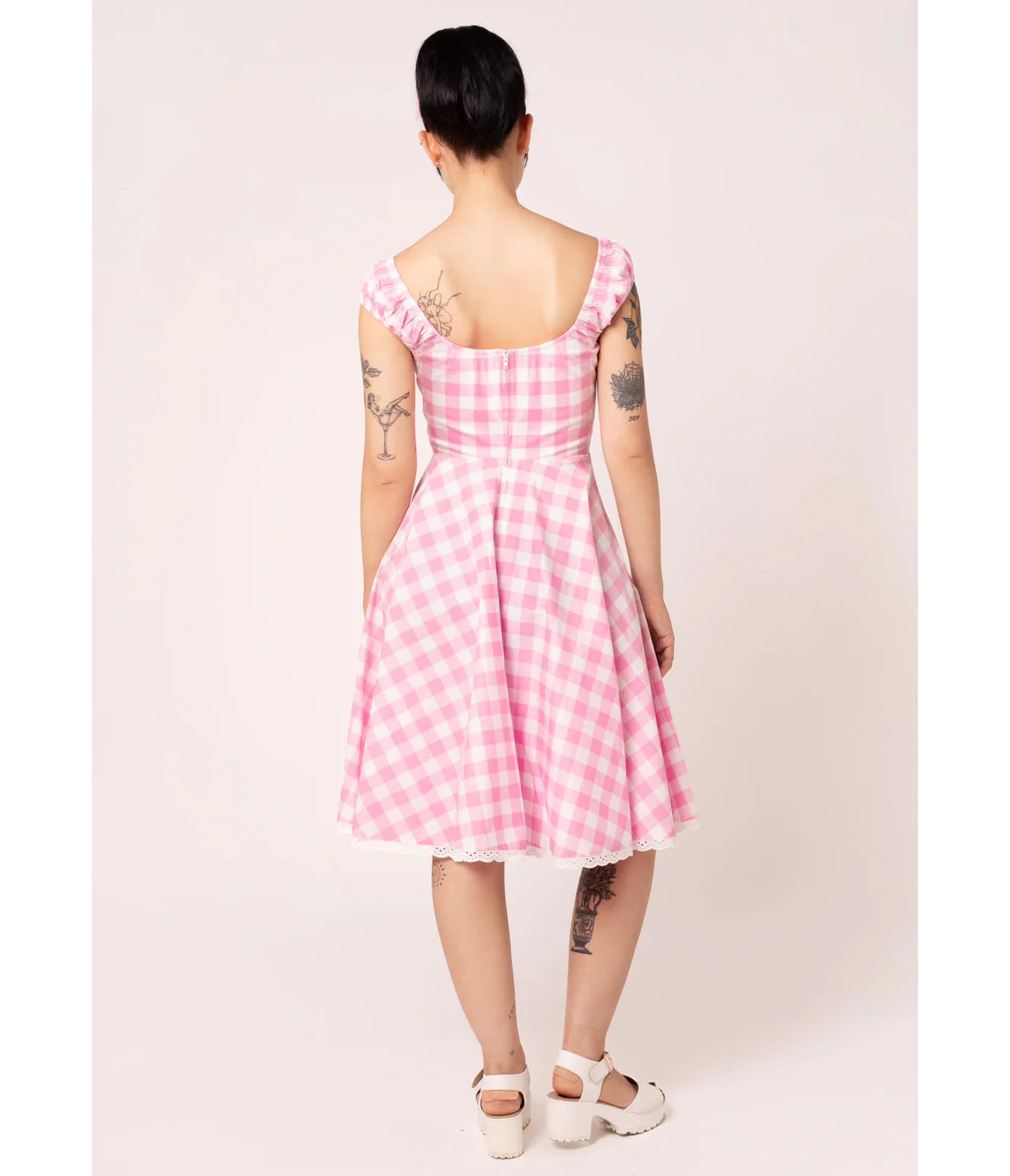 Hell Bunny Pink Gingham Swing Dress