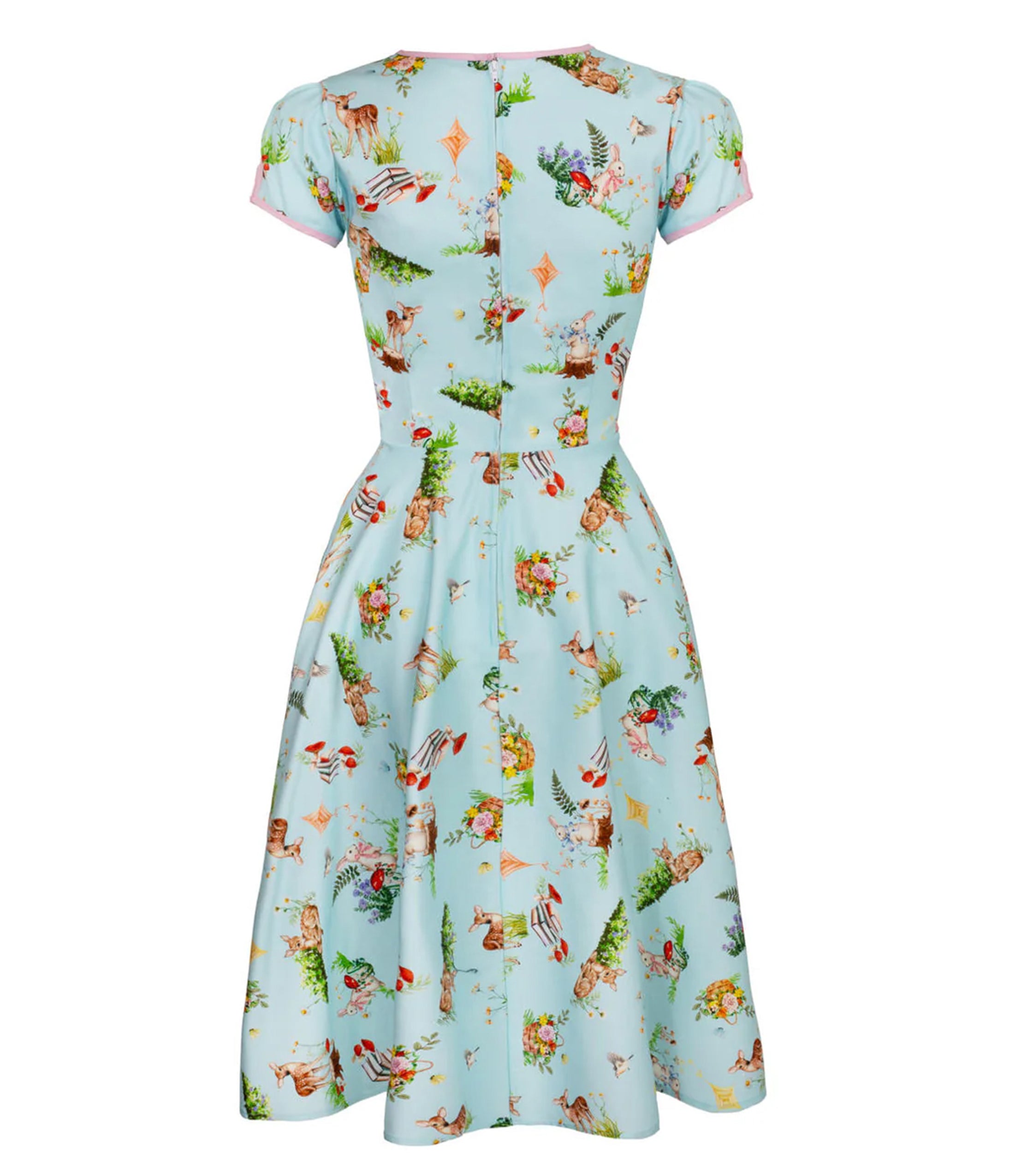 Hell Bunny Sky Blue Woodland Print Swing Dress