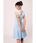 Hell Bunny Sky Blue Tulip Embroidered Swing Dress