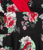 Hell Bunny Black & Red Floral Sweetheart Swing Dress