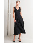 Black Floral Jacquard Midi Dress