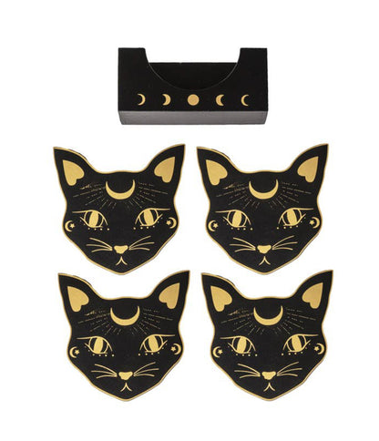Black Mystic Cat Coasters