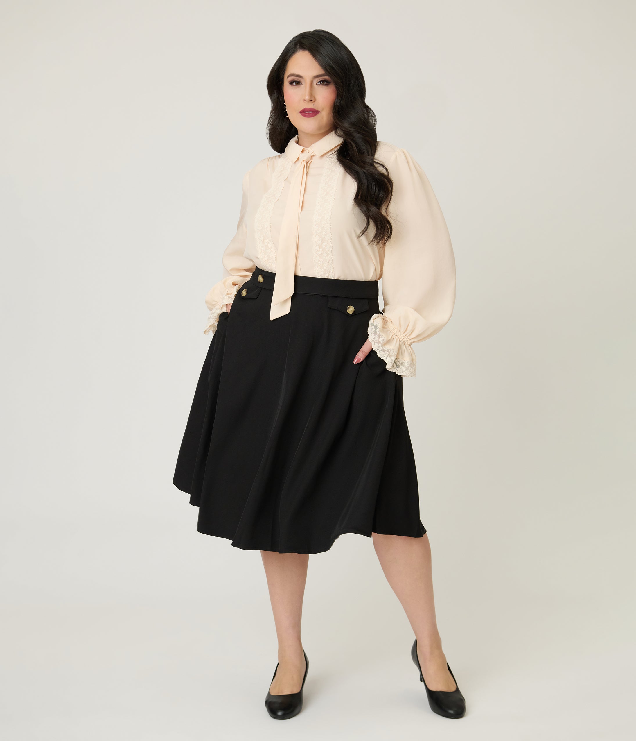 Royal Monk Plus Size Black Book Club Swing Skirt