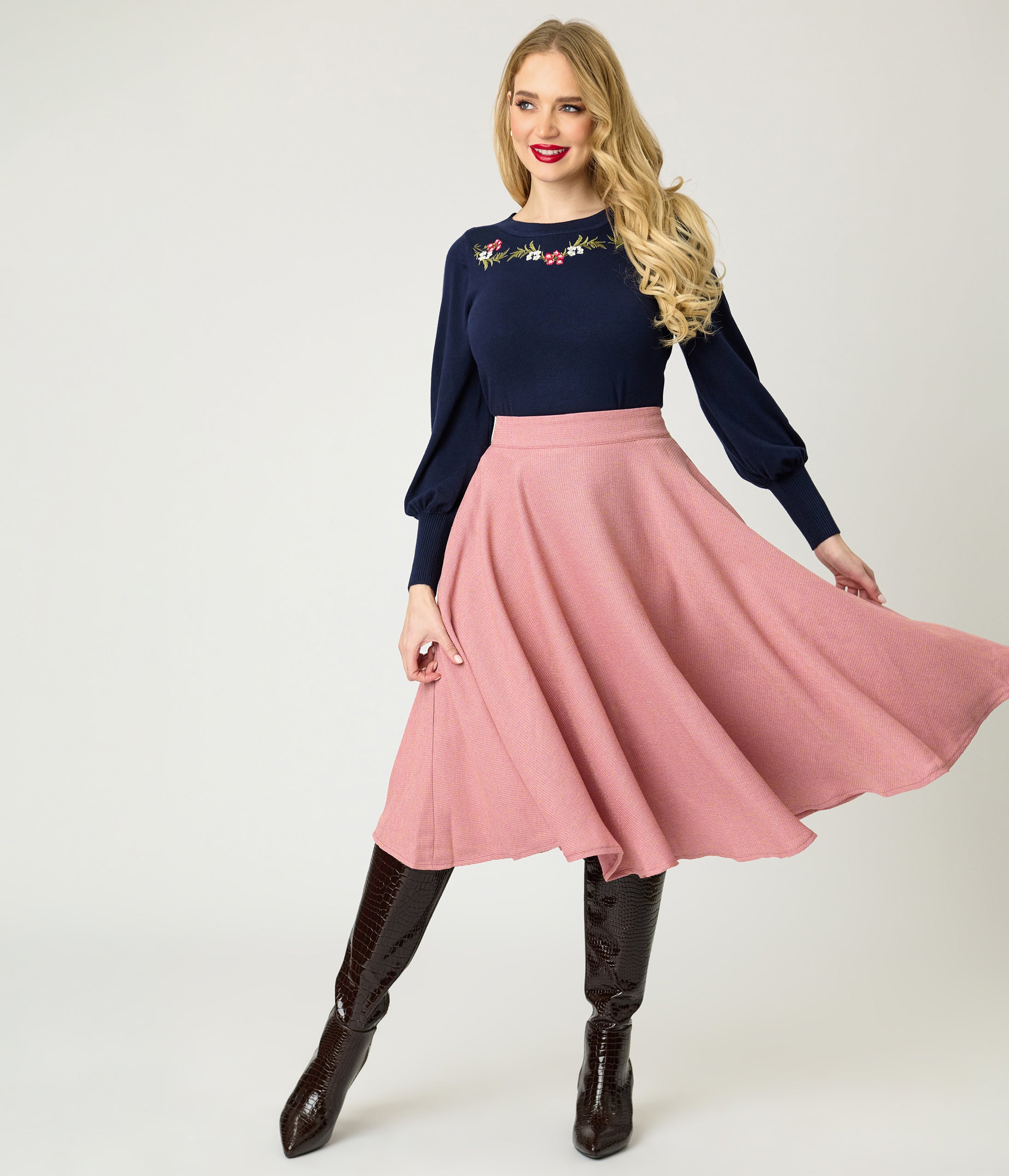 Banned Navy Romantic Floral Carla Sweater
