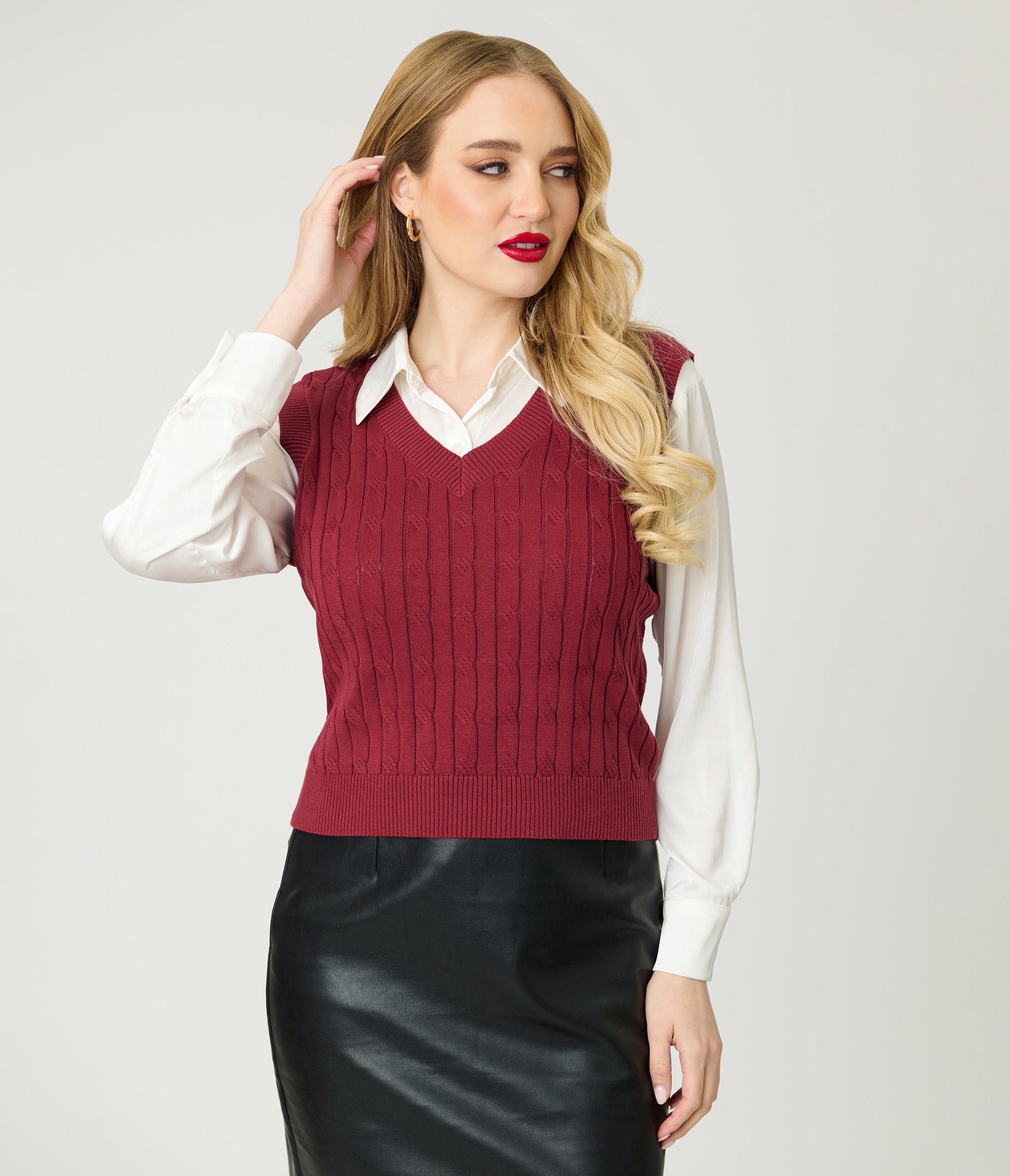 Banned Burgundy Sweater Vest