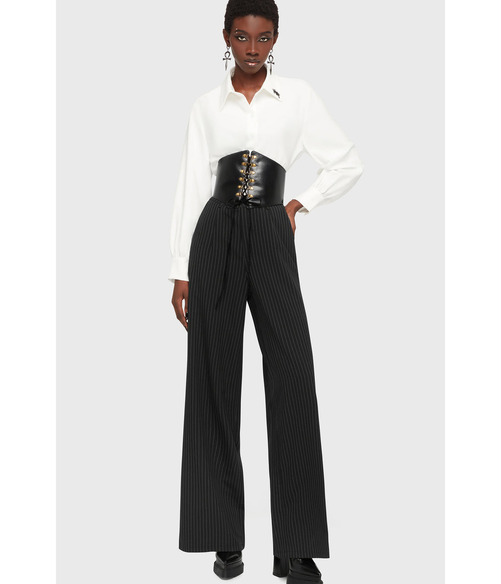 Kill Star Black Pinstripe Oblivienne Trousers