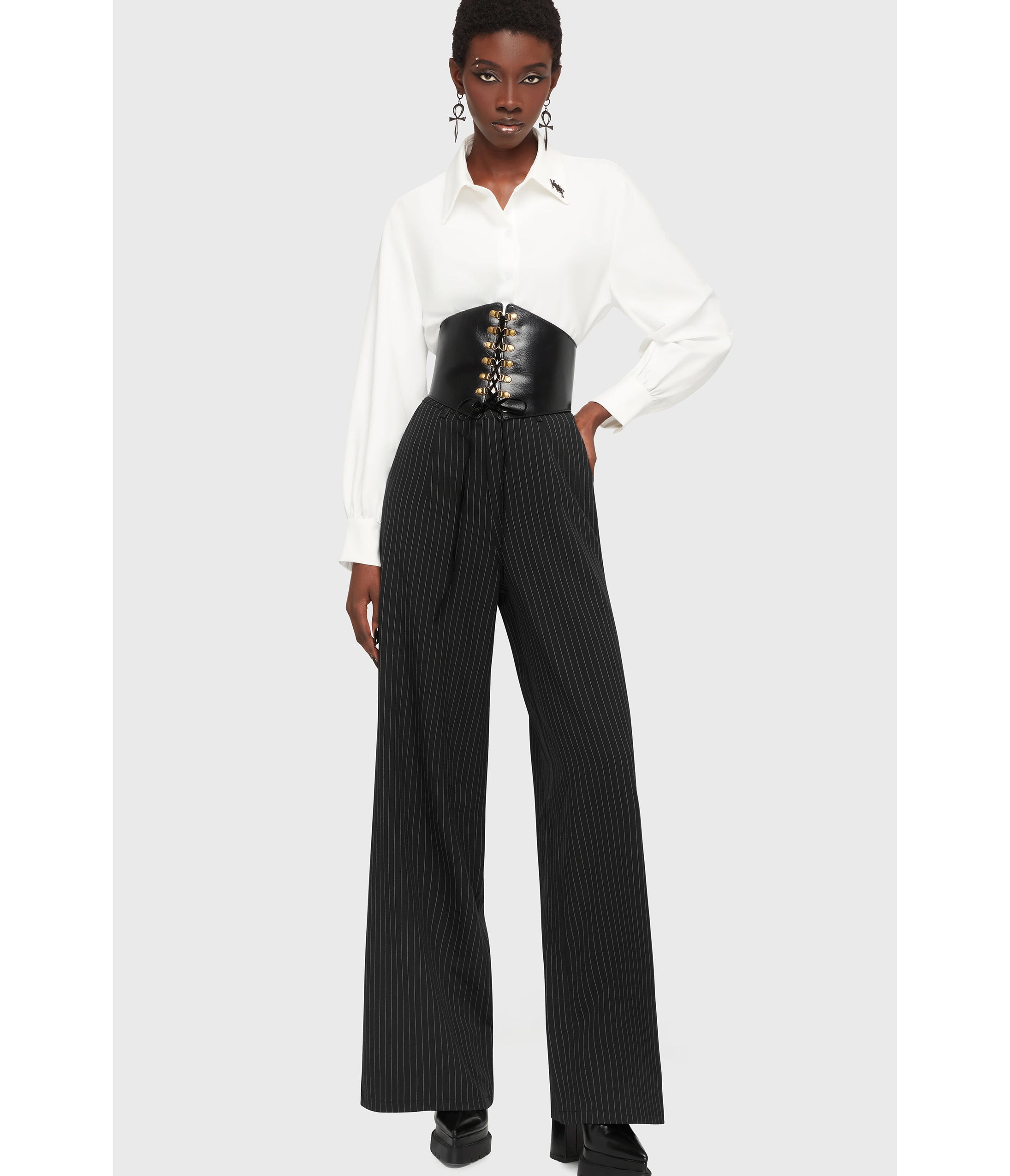 Kill Star Black Pinstripe Oblivienne Trousers