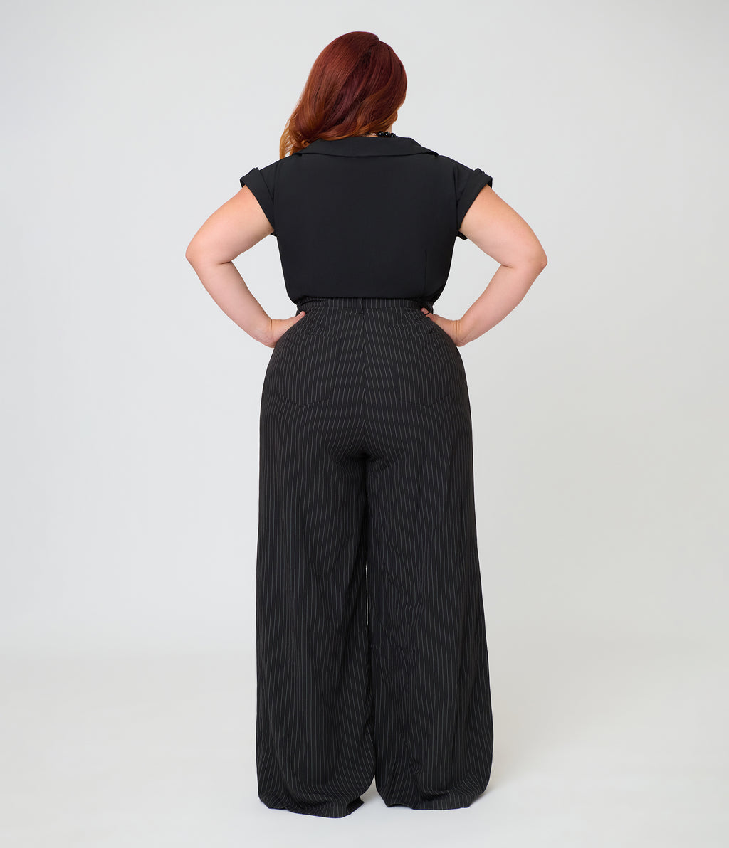 Kill Star Plus Size Black Pinstripe Oblivienne Trousers