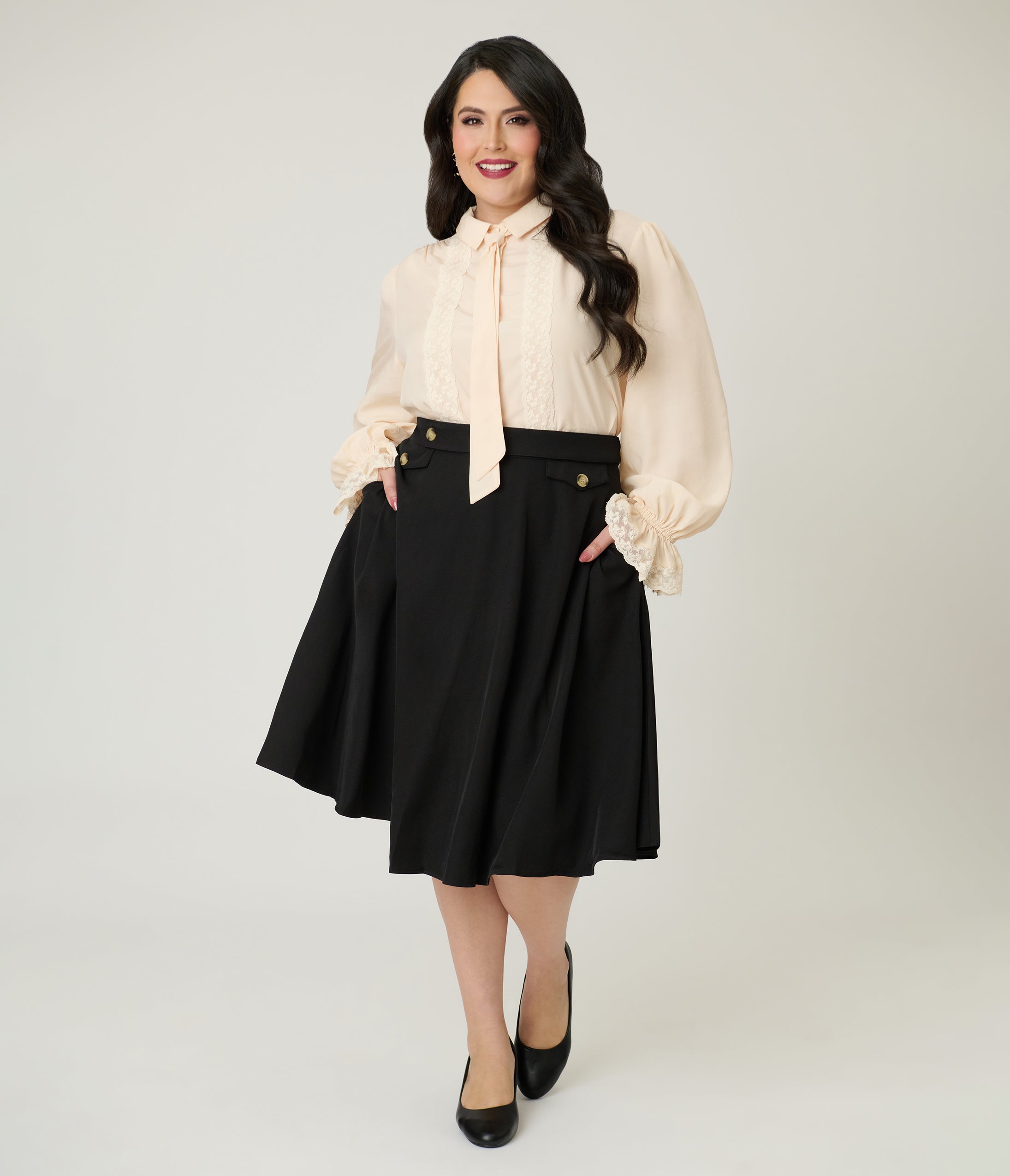 Plus Size Cream Willow Bow Blouse