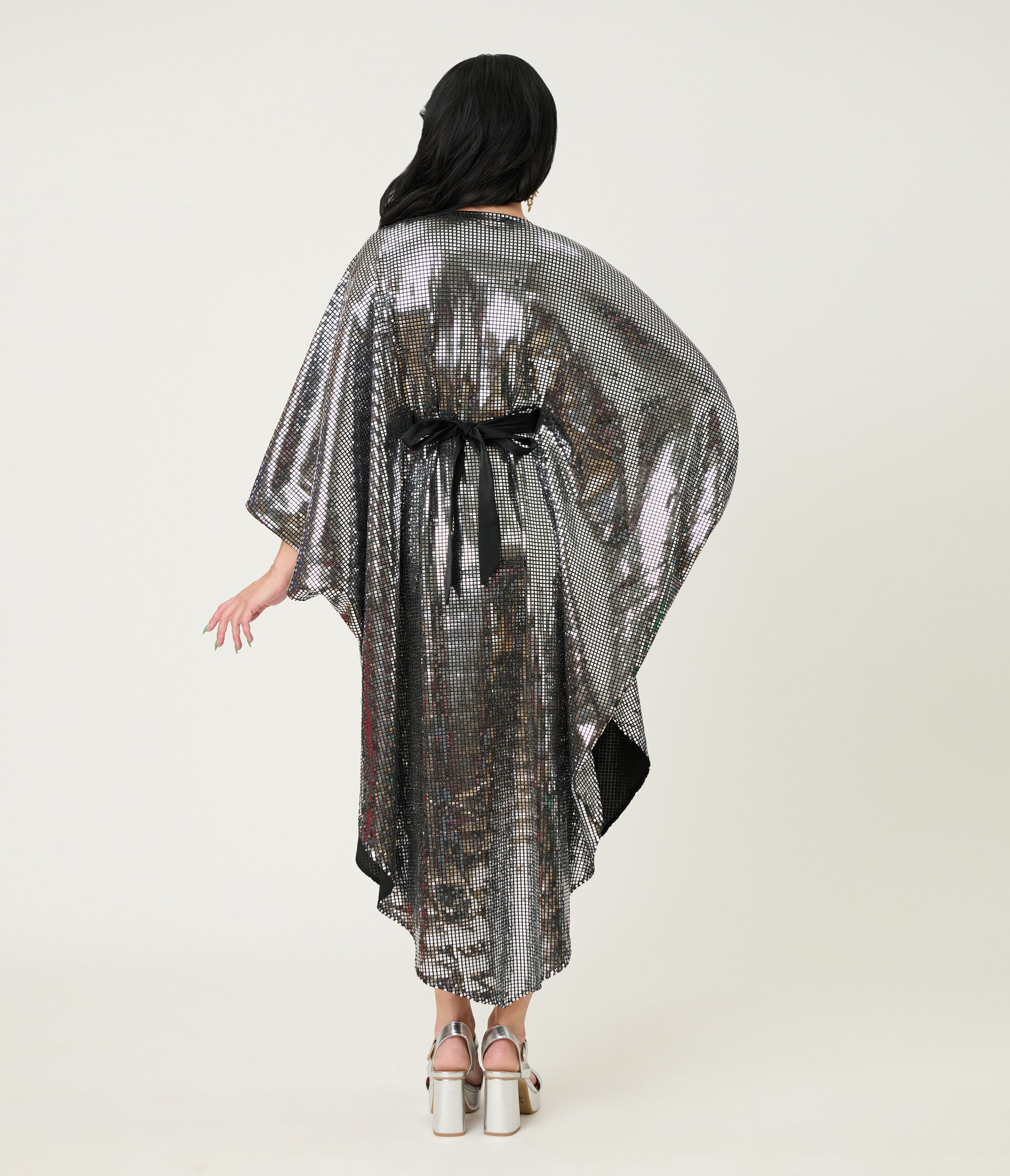 Smak Parlour Silver Mirror Triangle Caftan Dress One Size Smak Parlour Silver Mirror Triangle Caftan Dress One Size