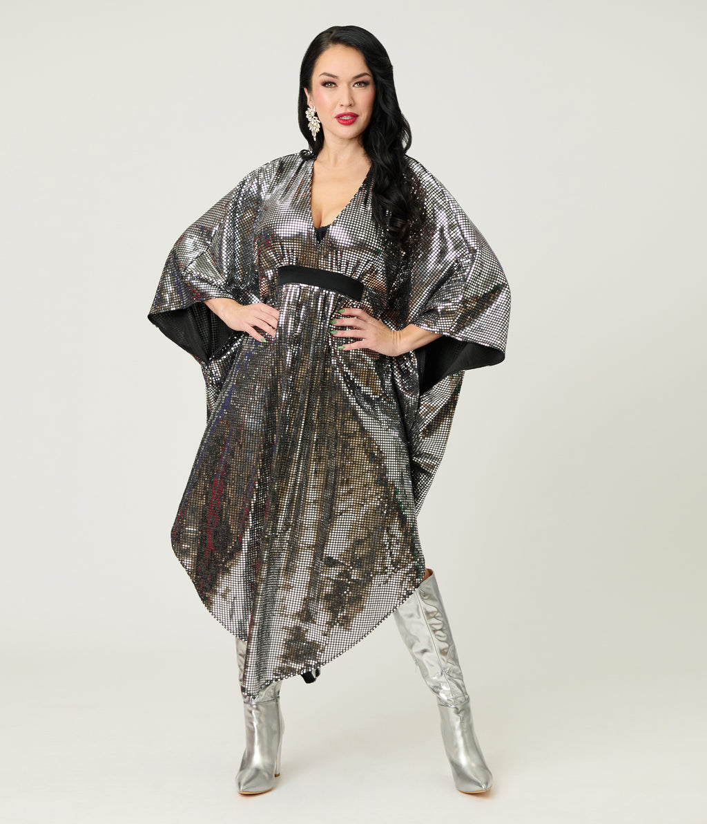 Smak Parlour Silver Mirror Triangle Caftan Dress One Size