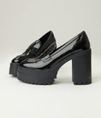 Black Patent Leatherette Platform Loafers