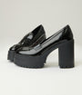 Black Patent Leatherette Platform Loafers