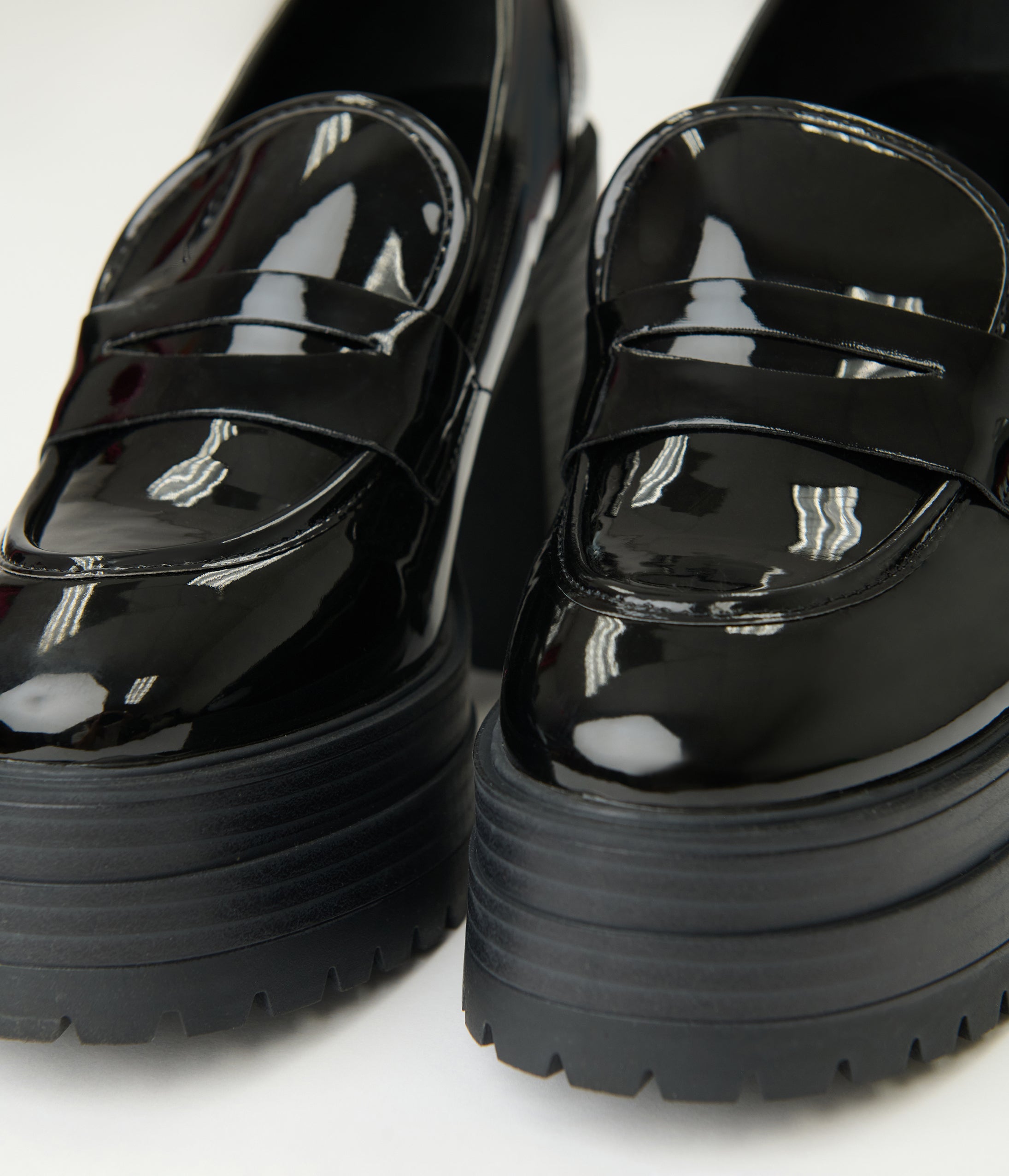 Black Patent Leatherette Platform Loafers