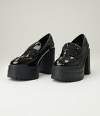 Black Patent Leatherette Platform Loafers